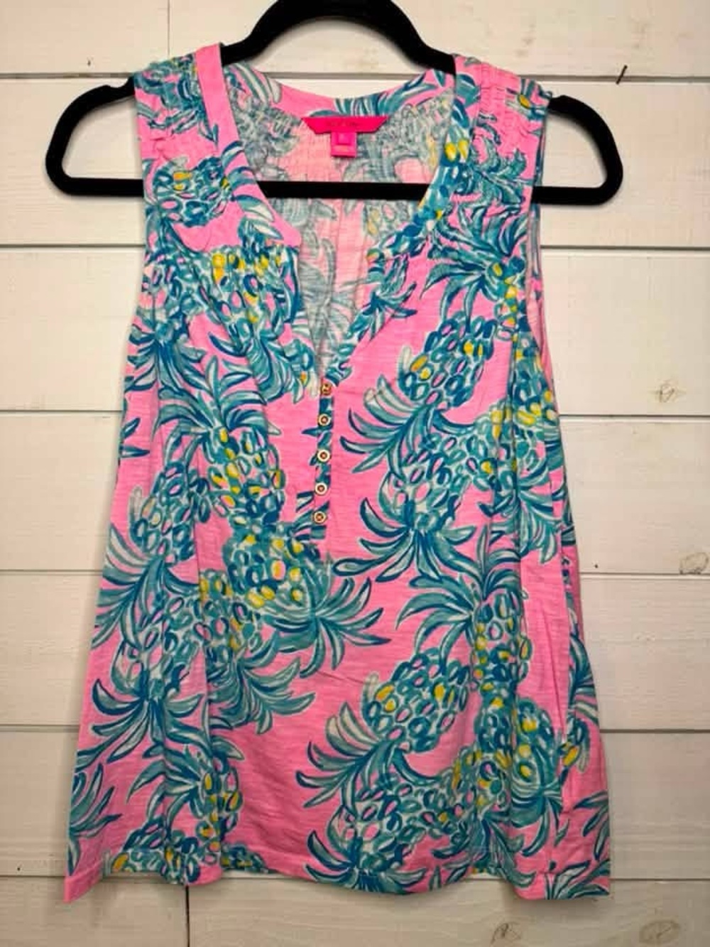 Lilly Pulitzer Pink Tropical Pineapple Sleeveless Tunic